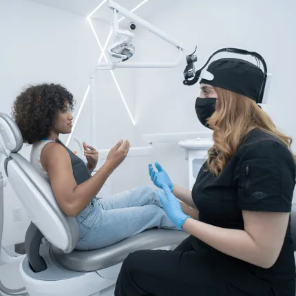 Dentist in Tijuana performing a dental crown procedure, highlighting professional dental care.